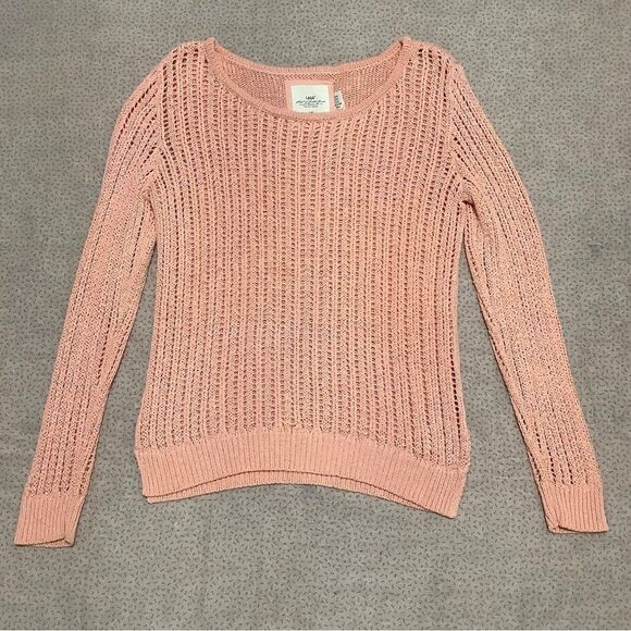 H&M LOGG Timeless Classic Woven Macrame Soft Girl Peach Cozycore Sweater Medium - Picture 2 of 12